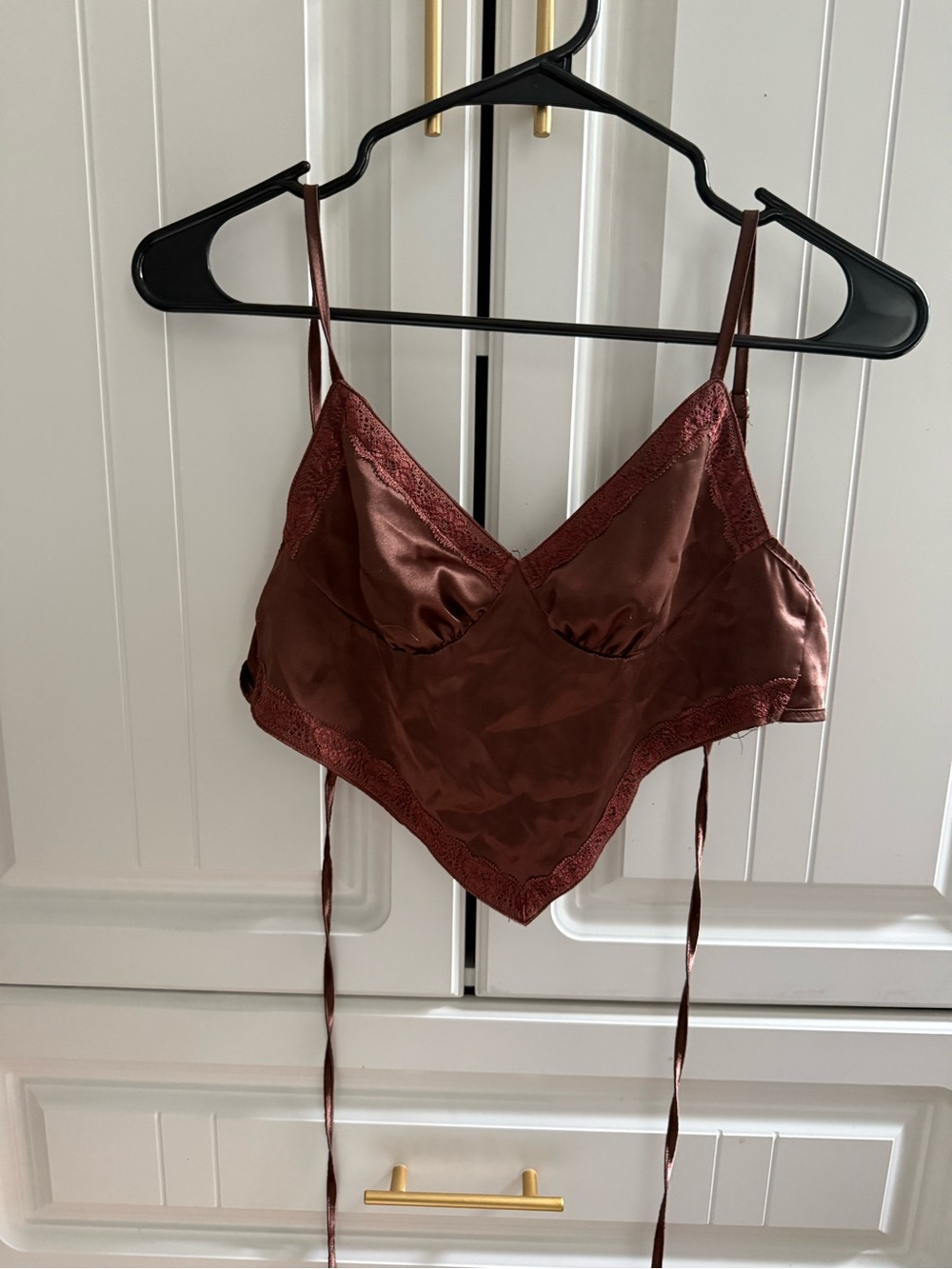 Lace Open Back Tank Top in Brown